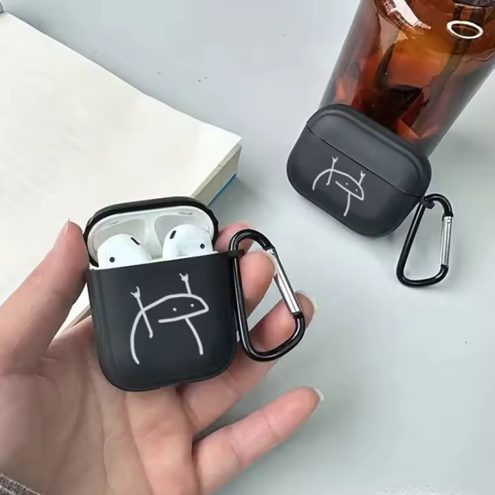 Funda Estilizada Para Airpods Negra Y Transparente Compatible Con Airpods 4 3 2 Y pro Cubierta Para Hombres Regalo Para Novio - 1