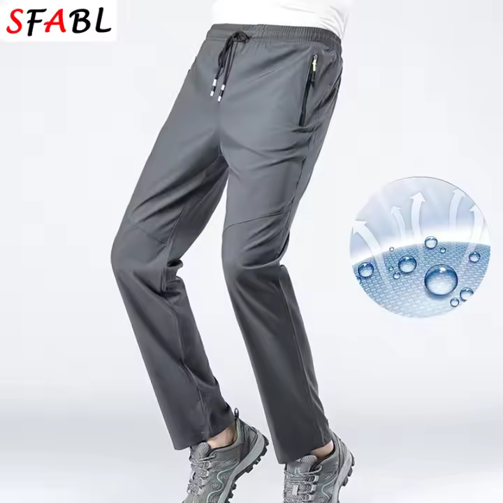 Pantalones De Deporte Al Aire Libre Para Hombres 5XL Con Bolsillos Cierre De Cremallera Secado Rápido Talla Media Estilo Casual Color Negro Azul Oscuro Verde - 1