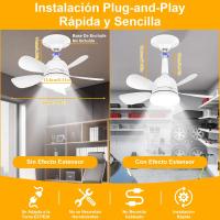 Ventilador Techo con Luz y Mando a Distancia 18' LED Regulable Lampara E27 Ventilador de Techo con Ventiladores Silencioso Velocidad, Brillo y Temperatura de Color Ajustable [Clase de eficiencia energética A++] - details 1