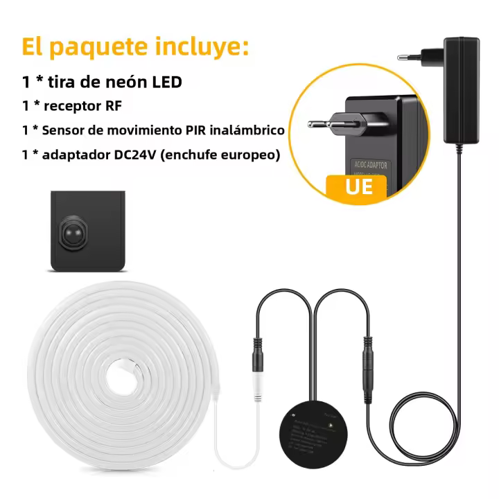 Tira De Luces LED Neon 24V Con Sensor De Movimiento PIR Inalámbrico Luz Nocturna Inteligente Para Armarios De Cocina RF Receiver - 1
