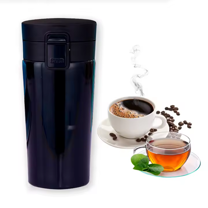 Vaso Termo Taza Café y Bebidas de Acero Inoxidable OPCIONES COLORES: BLANCO Y NEGRO | Capacidad 380 ml para bebidas calientes y frias | Alta duración 100% comprobada (Hasta 12 horas)  Color: Blanco Y Negro | 100% Hermético - Nexum+Market - 1