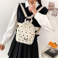 Mochila Pequeña De Corduroy Con Estampado De Flores Ligera Y Multicausa Para Mujer Estilo Fashion Color Beige Amarillo Rosa Marrón Tamaño 19x8x22cm - details 7