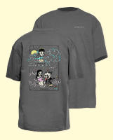 XIVNeoclassic Co. Camiseta Hombre con estampado Estilo Oversize 100% algodón y Cuello Redondo de calidad color gris oscuro con estampado NUBES Y LLAMAS A&E - details 2
