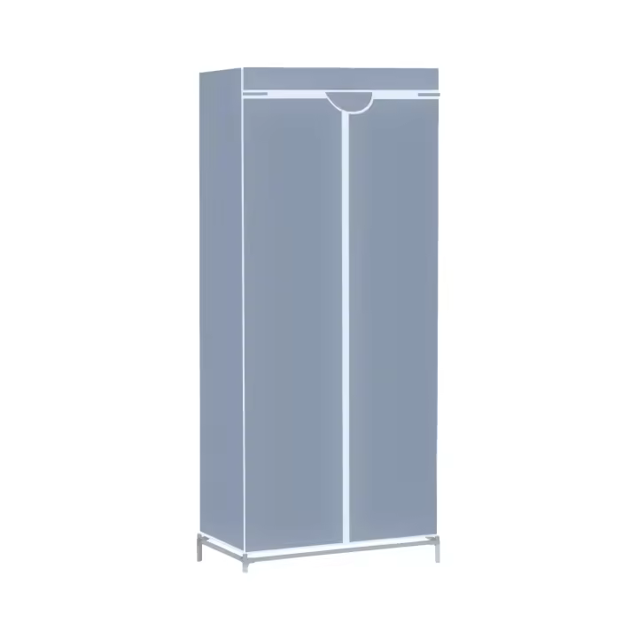 O91 - Armario Ropero de Tela con Cremallera Gris y Blanco | Armario Ropero Pequeño y Resistente 70x45x155 cm y 10 Kg Carga Máxima | Armario de Tela Desmontable para Dormitorio, Vestidor o Trastero - 1