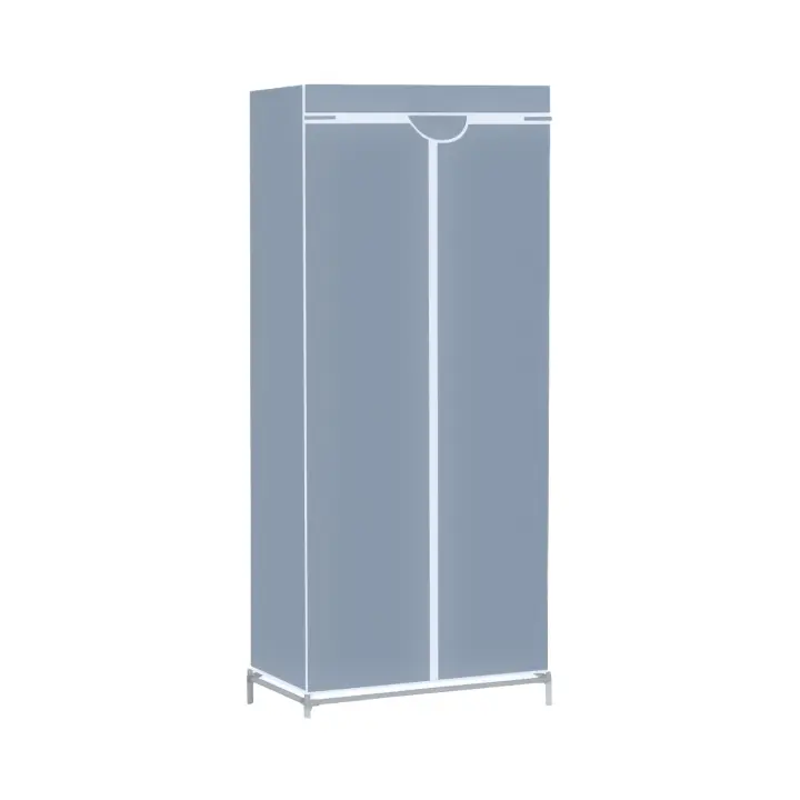 O91 - Armario Ropero de Tela con Cremallera Gris y Blanco | Armario Ropero Pequeño y Resistente 70x45x155 cm y 10 Kg Carga Máxima | Armario de Tela Desmontable para Dormitorio, Vestidor o Trastero - 1