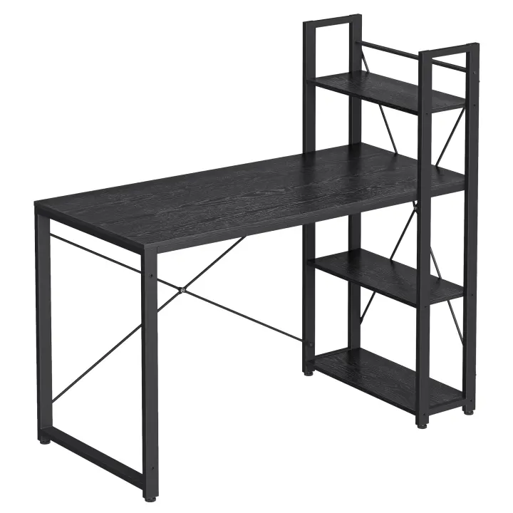 VASAGLE Escritorio, Mesa de Ordenador con Estantes a Derecha o Izquierda, Mesa de Oficina de 120 cm, para Estudio, Oficina en Casa, Fácil Montaje, Negro Ébano/ Blanco Arce - 1