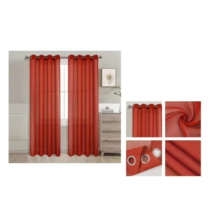 Cortina Visillo Translúcida de salón / habitación Liso Colores oscuros Pack de 2 unidades 140 x 220 cm - 140 x 260 cm - 1