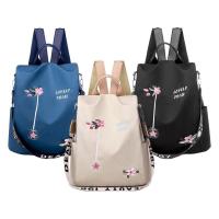 Mochila De Oxford Impermeable Para Mujer Estilo Casual Con Bordado Gran Capacidad Para Viaje Y Compras Color Negro Rosa Azul - details 0