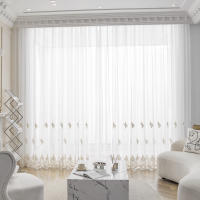 Cortina De Tules Bordada En Blanco Con Patrón De Flor Lujo Francés Para Decoración De Ventanas Y Habitaciones Estilo Europeo Y Americano - details 2