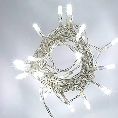 20 luces LED blancas frías con cable transparente que funcionan con pilas, guirnalda de luces para árbol de Navidad, bodas, fiestas de cumpleaños, fiestas en el jardín, decoraciones para ventanas - 1