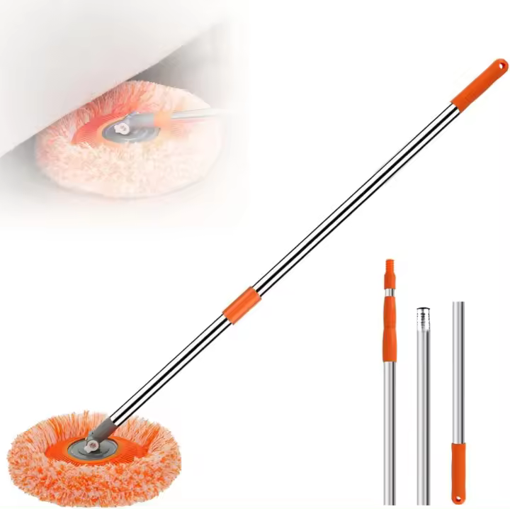 Trapeador de limpieza ajustable y giratorio de 360°, 2025 trapeadores de pared mejorados con mango largo, limpiador de pared extensible para pisos, ventanas, techos y zócalos (naranja, 1 cabezal) - 1