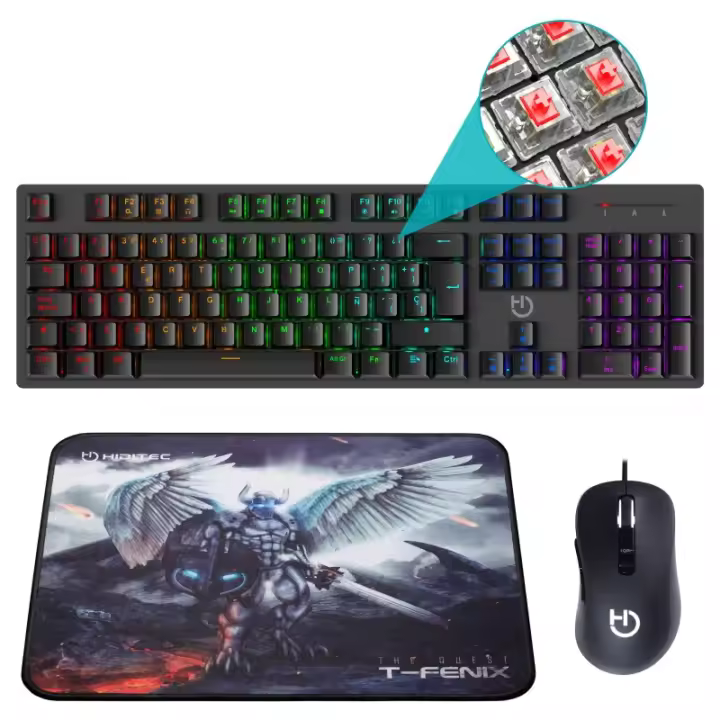 Hiditec - Teclado Mecánico GK400 + Ratón Gaming Blitz + Alfombrilla T-Fenix PAC010026 - 1