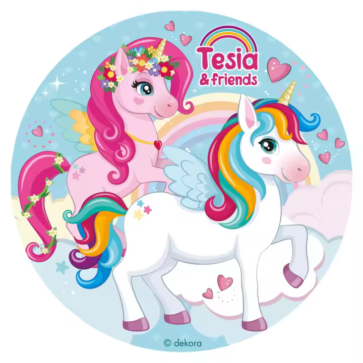 dekora - Oblea Comestible de Unicornio - Disco Redondo de 20 cm para Decoración de Tartas - Ideal para Cumpleaños Infantiles y Fiestas Temáticas - 1
