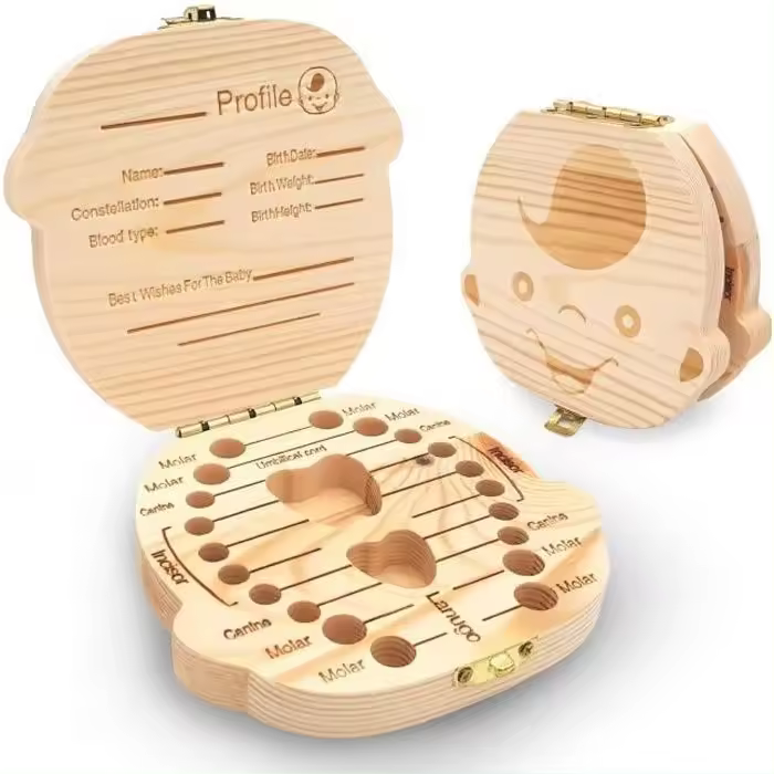 Caja de Madera para Dientes de leche para niños-Gift ideal para el nacimiento de un niño con diferentes Espacios para sus dientes - 1