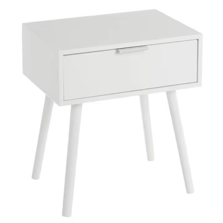 JJBLOOM-Mesa de Centro, Mesita De Noche Mueble Lateral De Mesita De Noche Moderna E Innovadora con Cajón para Dormitorio，Mesita de noche de 1 cajón blanca de madera de 45x35x59cm - 1