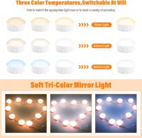Kit de luces LED regulables para espejo de tocador, 10 bombillas estilo Hollywood, 3 colores cambiantes y brillo ajustable. - details 0