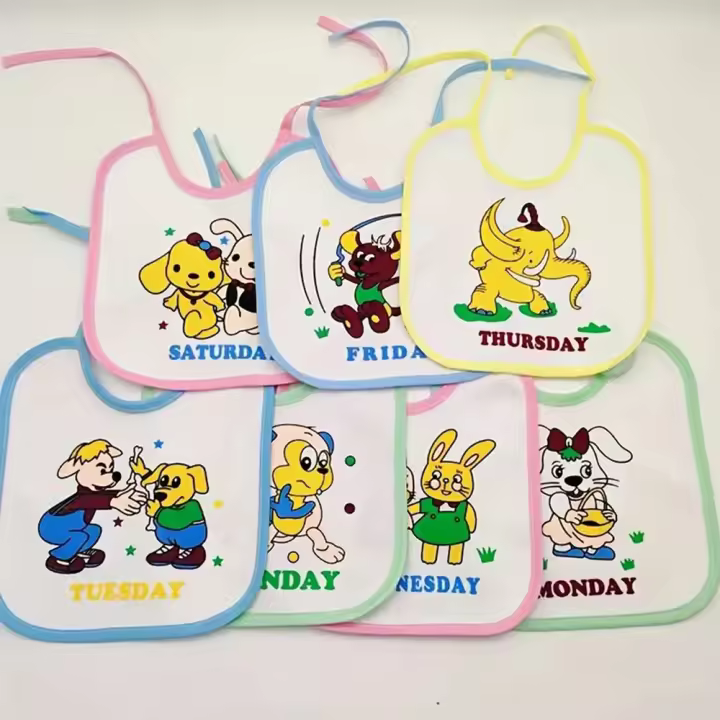 7pcs Bibs Para Bebé Impermeables De Algodón Con Dibujos Infantiles Toallas De Saliva Para Niños Y Niñas Recién Nacidos Hasta 36 Meses - 1