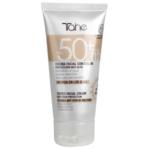 Tahe Crema facial con color Sun Protect 50 Ml. | Color 02 | Protección muy alta. - 1
