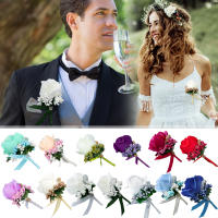 Broche De Silken Artificial Para Mujer Y Hombre Corsé De Mano Flor De Boda Decoración De Fiesta Para Novio Y Novia - details 0