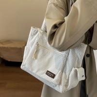 Bolso De Hombro De Corduroy Sencillo Color Sólido Retro Con Múltiples Bolsillos Para Escuela Trabajo Y Compras Unisex - details 4