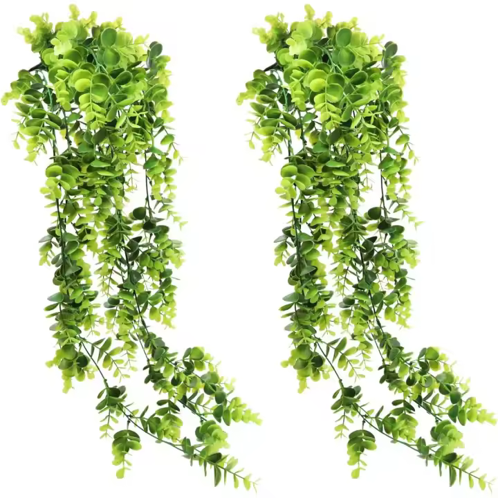2 Piezas,Planta de Hiedra de Eucalyptus Falso,Vid de Hojas Verdes Decorativas para Decoración de Paredes Interior y Exterior - 1