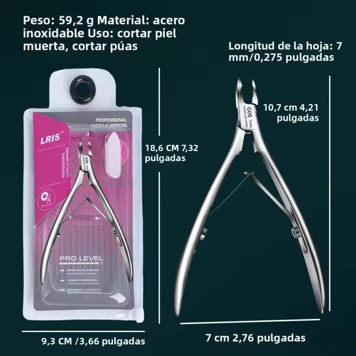 Tijeras De Cutícula De Cuero Genuino Profesionales Para Salón De Uñas Herramientas De Artefactos De Acero Inoxidable Doble Cuchilla Alta Gama - 1