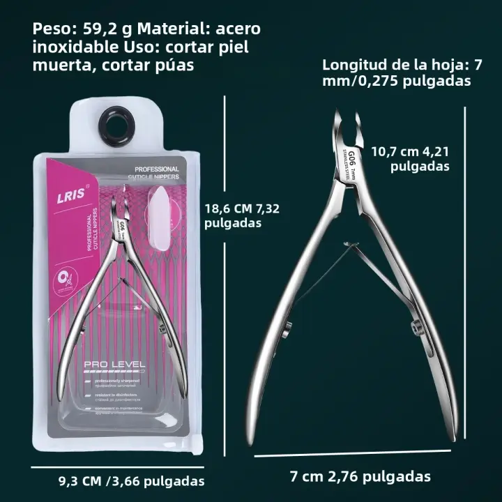 Tijeras De Cutícula De Cuero Genuino Profesionales Para Salón De Uñas Herramientas De Artefactos De Acero Inoxidable Doble Cuchilla Alta Gama - 1