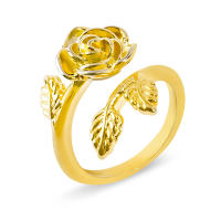 Encanto Anillo de lazo para mujer, estilo elegante, chapado en cobre de 14 quilates, con flor. - details 0