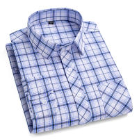 Camisa a Cuadros De Algodón Puro 100% Para Hombres Cuello En V Manga Larga Estilo Casual Comodidad Oficina Trabajo Formal - details 4