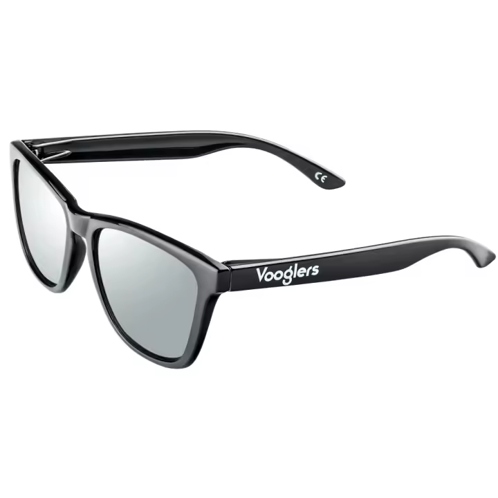 VOOGLERS - POLARIZED UNIQUE Jupiter Ice Gafas Para Hombre y Mujer Unisex, Sol, Polarizadas, UV400, Cristales Lentes Espejo Plata, Moda / Verano, Montura Negra Brillo - 1