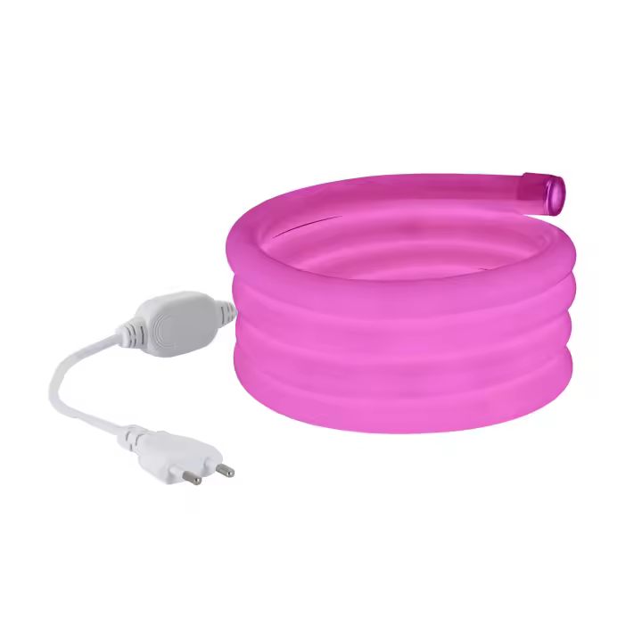 Ledkia Tira Neón LED Regulable 220V AC 120 LED/m Circular 360 Rosa IP67 a Medida Corte cada 100 cm - 1