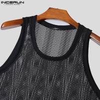 Camiseta De Hombre Para Verano Con Transparencia Y Malla Sin Mangas Estilo Casual Streetwear Moda 2024 Tallas S-5XL INCERUN - details 15