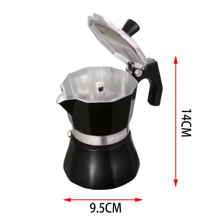 Family - Cafetera Italiana de Aluminio, 3-12 tazas de Capacidad, Apto para Eléctrica, Vitrocerámica, Gas, excepto Inducción, Mango Ergonómico - 1