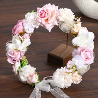 Corona De Flores Artificiales Para Novia Y Mujeres Adorno De Cabeza De Novia Diadema De Flores Tamaño M Accesorio Para El Cabello De Fiesta - details 3