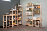 Estantería Natura 5 Baldas Alistonadas, Madera Pino Estanteria Madera  Mueble Estanteria 3/4/5 Alturas - Diseñada en una práctica estructura de tres alturas para poder organizar el espacio cómodamente - details 0
