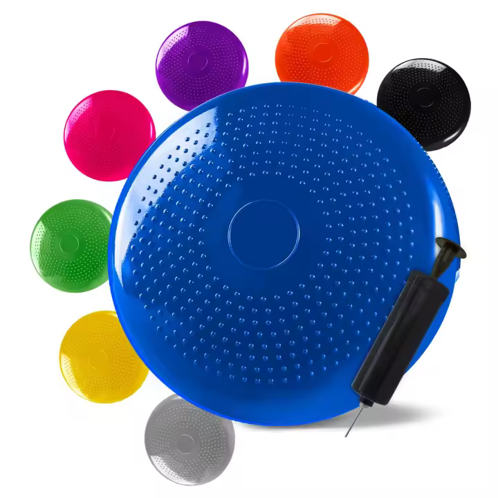 Ociodual Cojín Hinchable Azul Disco con Bomba Goma PVC para Fitness Yoga Pilates Coordinación Rehabilitación Equilibrio - 1