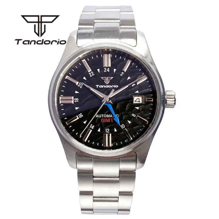 Reloj Automático Tandorio NH34 Para Hombres 39mm GMT Pilot Diversión AR Cristal De Zafiro Fecha Resistente Al Agua 20BAR Moda Relojes De Pulsera De Acero Inoxidable - 1