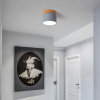 Lámpara De Techo Moderna LED Pequeña Con Decoración De Madera Redonda Iluminación Interior Creativa Para Pasillo Balcón Oficina - details 4