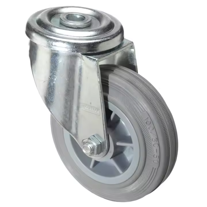 SANCO STORE - WOLFPACK LINEA PROFESIONAL Rueda Industrial Goma Gris Pasante 100 mm. - 1