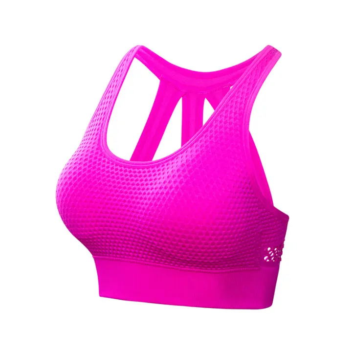 Sujetador Deportivo Grande Para Mujeres Sin Costilla Transpirable Antichoque Para Gimnasio Y Yoga Con Cojinetes En Color Rosa Rojo Blanco Negro Azul Marino - 1