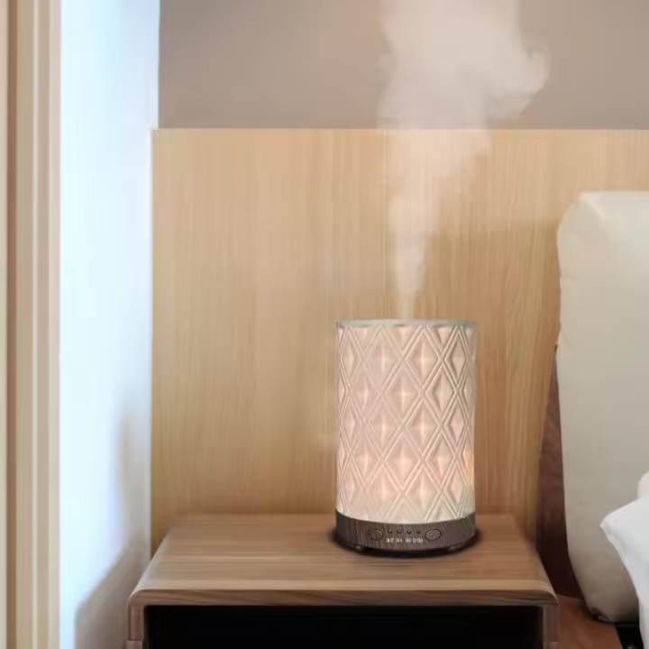 120ml diamond shaped ceramic aromatherapy humidifier machine household atomizer bedroom living room night light colorful gradient - 1