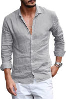 Camisa De Manga Larga Para Hombre Vintage Casual De Algodón Y Lino Con Botones Estilo Playa Transpirable Y Ligera Para Todas Las Estaciones - details 2
