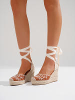 Alpargatas de cuña alta con bordado floral y de hojas - Verano para Mujer - Estilo Bohemio - details 3