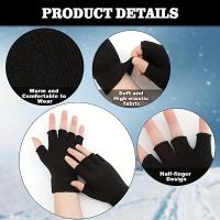 Pack de 12 pares de guantes negros sin dedos de invierno para hombre y mujer, talla única - Ideales para trabajar, ciclismo, deporte, senderismo y montaña - details 4