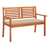 vidaXL Banco de jardín 2 plazas madera maciza eucalipto y cojín 120 cm en color Negro/Antracita/Estampados cuadros grises y más | acolchados duraderos para sofás de jardín terraza exterior - details 7