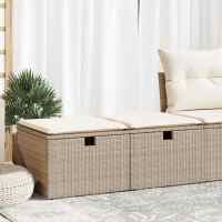 vidaXL Set sofás jardín y cojines 2 pzas ratán sintético acacia en color Negro y crema/Marrón/beige y crema y más | acolchados duraderos para sofás de jardín terraza exterior - details 2
