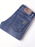 Nuevos Jeans Clásicos Para Hombre Primavera Otoño Moda Negocios Pantalones Vaqueros Rectos Estirados Azul Cómodos De Medio Cinturón - details 8