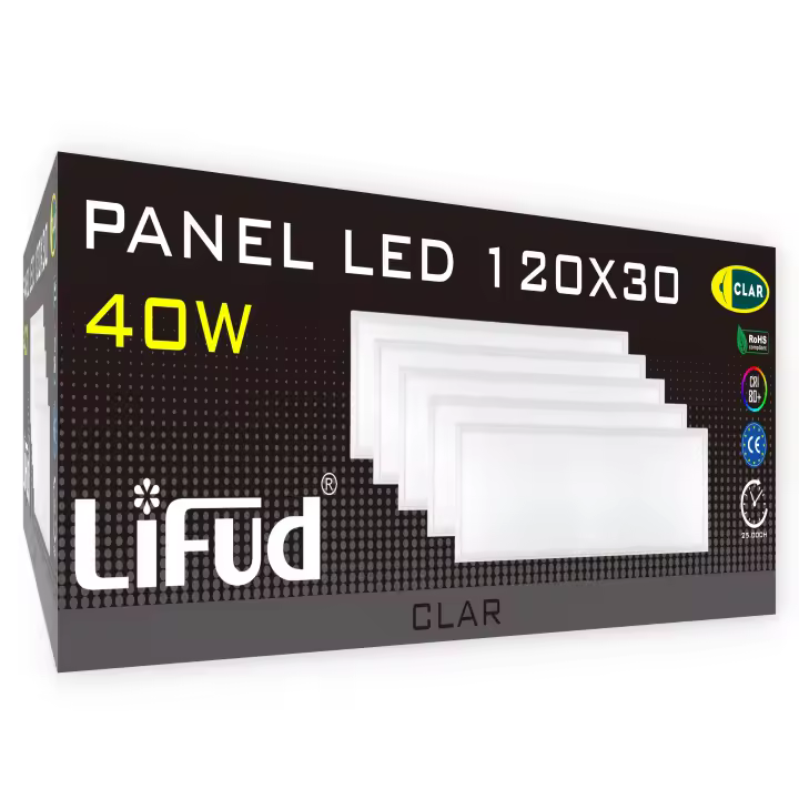 CLAR - Panel LED 120x30 Empotrable 40W, Driver Lifud 3 Años de Garantía, Pantalla LED de 4000 Lúmenes, Panel LED Cocina, Panel LED para Techo, Alta Luminosidad - 1