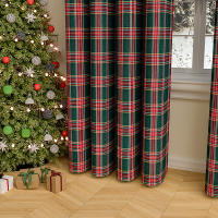 Cortinas De Navidad a Cuadros Térmicas Y Antipolvo Con Anillos Para Ventanas Cortina Negra Para Dormitorio Y Sala De Estar - details 13