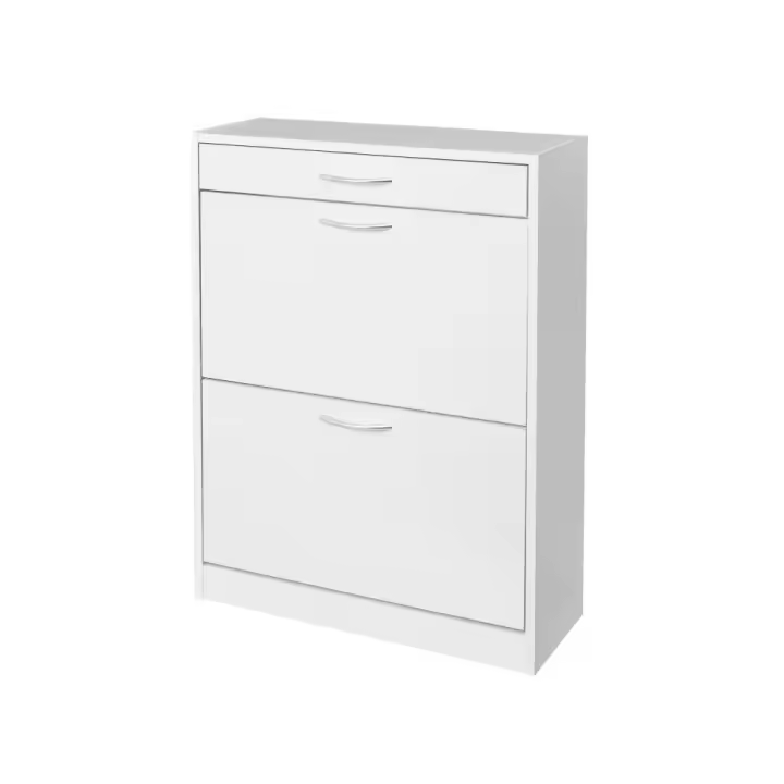 Zapatero blanco de madera de 1 cajón y 2 puertas para 8 pares LOLAhome - 1